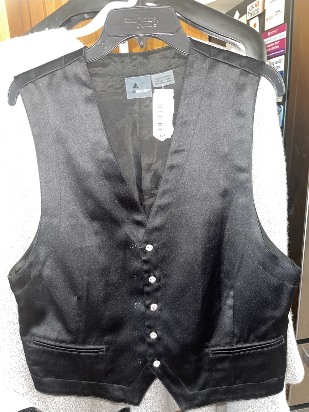 Liz Wear Black Diamond Button Vest Size 12